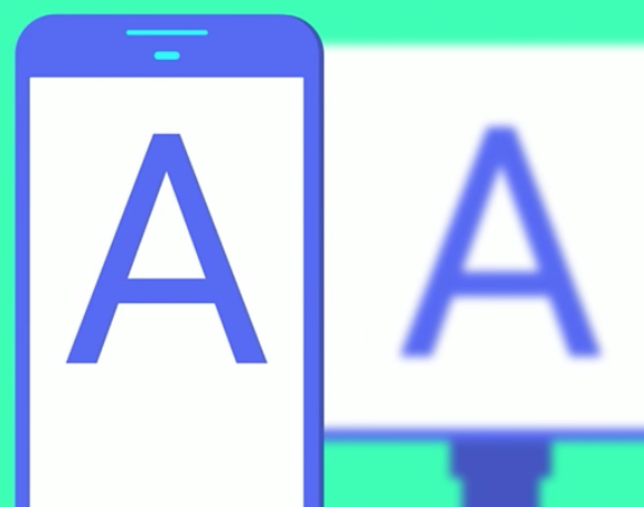 Text on mobile and billboard has a consistent angular size